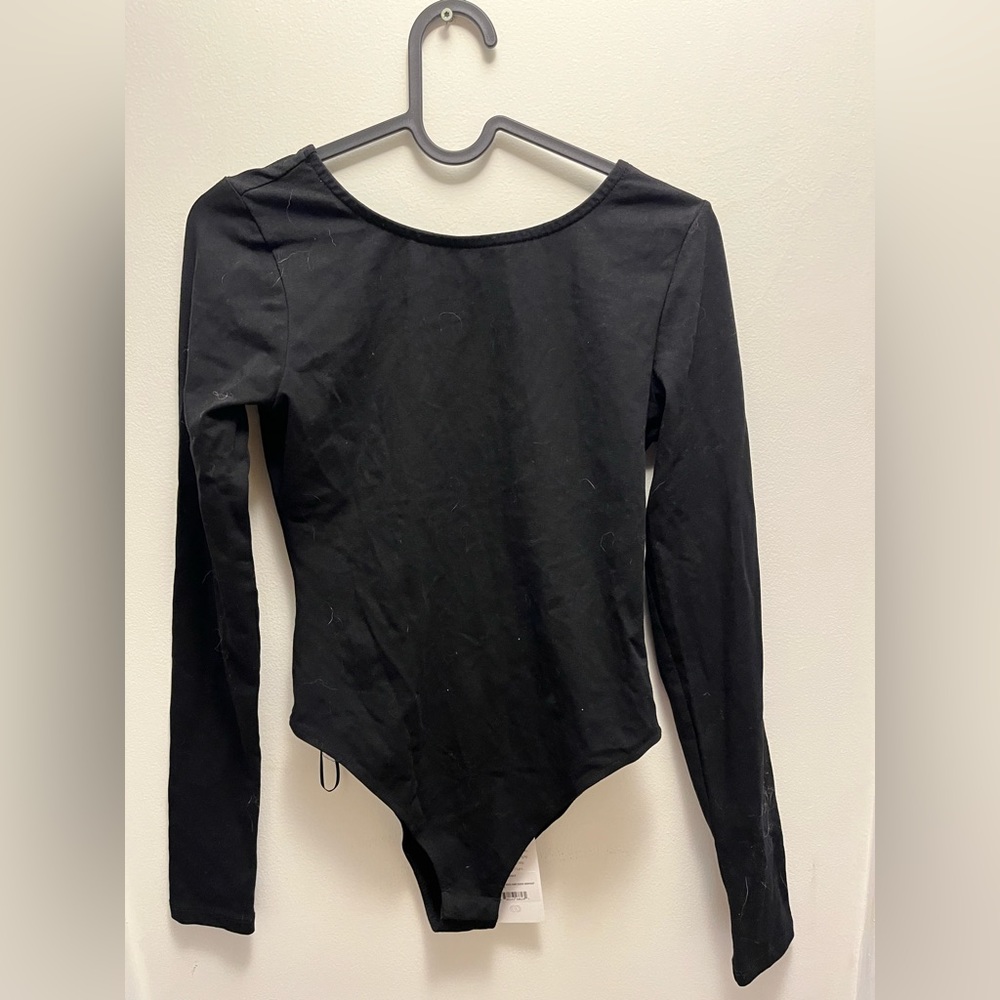 Something navy black backless cotton bodysuit NWT